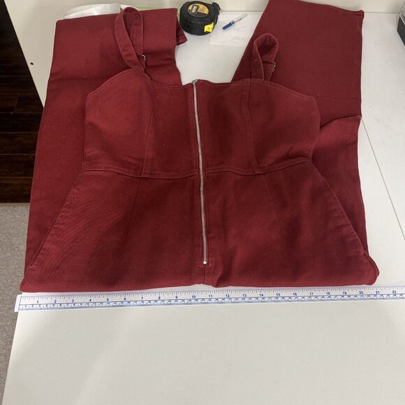 RVCA Burgundy Overalls Womens Size XL Baggy Skater Grunge - Picture 16 of 16